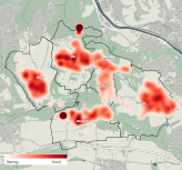 Heatmap-Darstellung der Treibhausgas-Emissionen in Ostfildern 2020